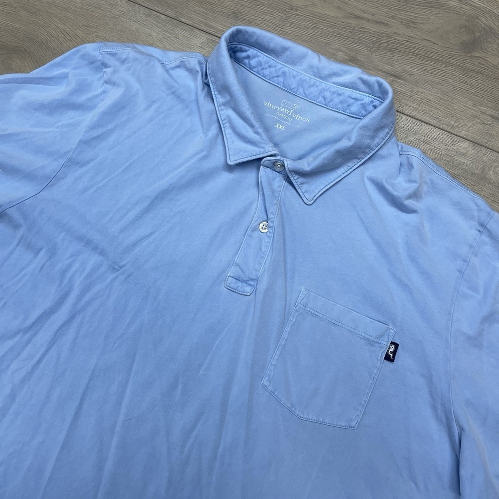 Vineyard Vines Light Blue Classic Fit Pocket Polo Men Sz XXL Prep Classic